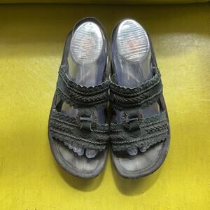 Earth Spirit Washington Black Leather Suede Slingback Sandals WMS 9.5